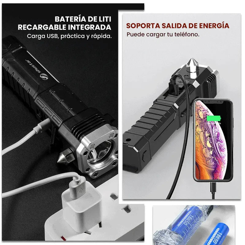 LINTERNA TÁCTICA 4 EN 1 H&H®