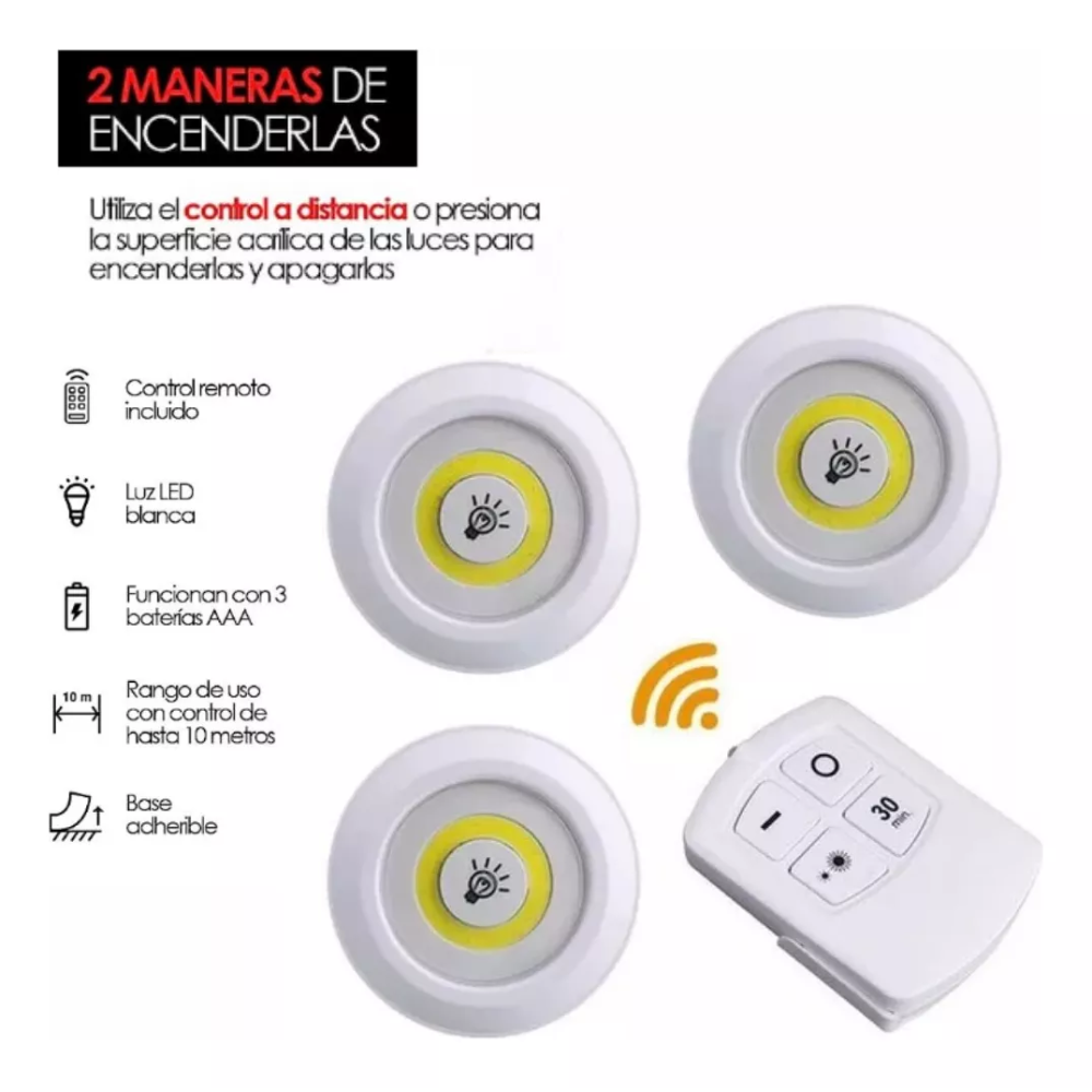 EASY LUCES® (SET 3 LUCES LED + CONTROL INALÁMBRICO)