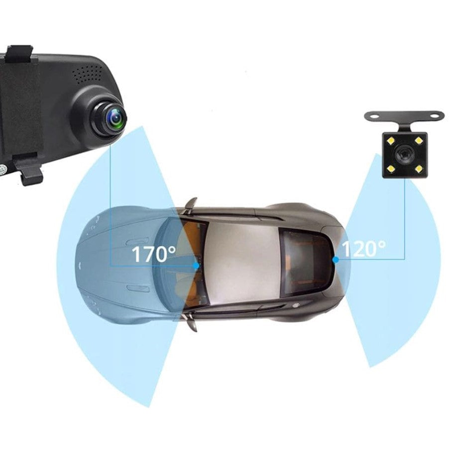 CAMCAR® ESPEJO RETROVISOR CON CAMARA DELANTERA Y TRASERA
